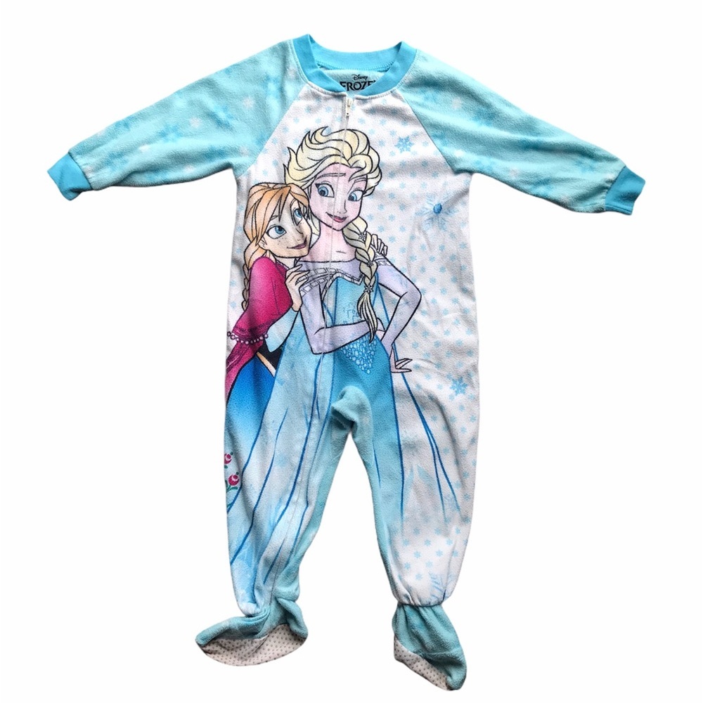 Blue and white Disney frozen footie pajamas. Size 2T.